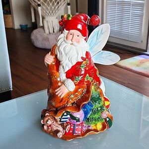 Neiman Marcus Collectible Fairy Santa Cookie Jar Circa 2004